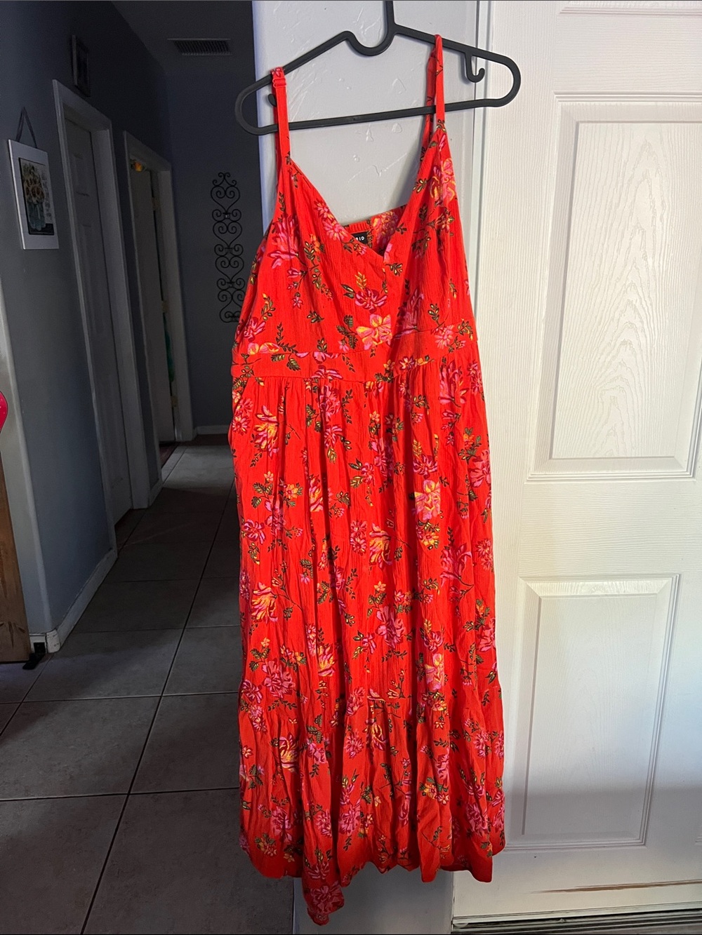 torrid orange Floral Maxi Dress with Thin Straps